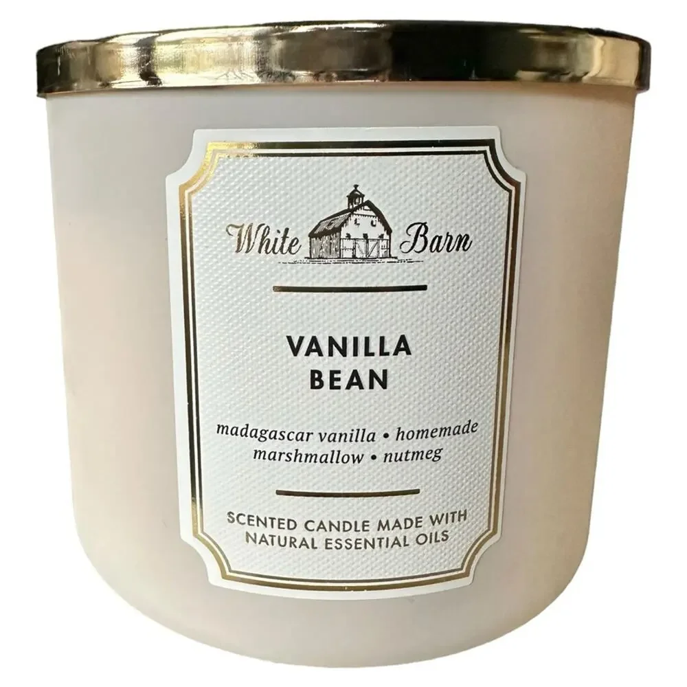 White Barn Bath and Body Works Three Wick Vanilla Bean Candle 14.5 oz